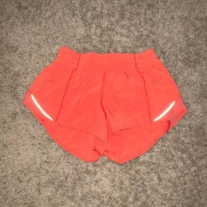 Bright Orange Lululemon Hotty Hot Low-Rise Lined Short 2.5” - Size 4